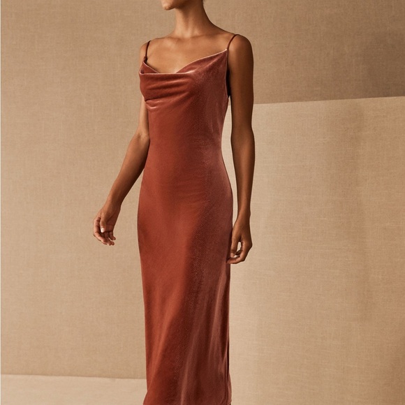 Jenny Yoo Dresses & Skirts - Jenny Yoo BHLDN Cowl Slip Midi Dress in Rust